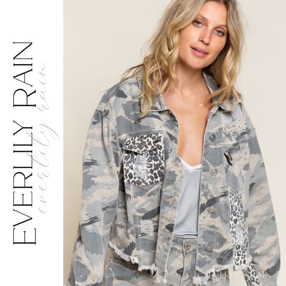 POL Camo and Leopard Print Distressed Jacket - Picture 7 of 13